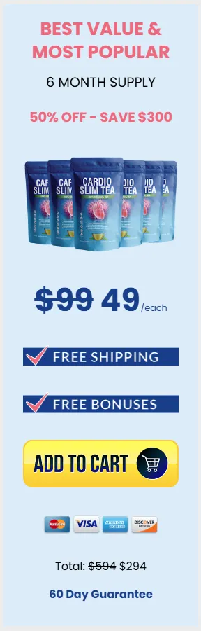 Cardio Slim Tea prcing 6 pack